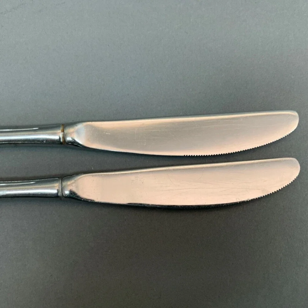 Imperial‎ Bamboo Pattern Stainless Steel Knives Korea Flatware 8 5/8 Lot of 2